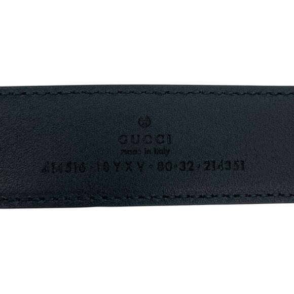 Gucci GG Marmont Thin Belt Black Leather Black Buckle Men Size 80/32 - Picture 11 of 13
